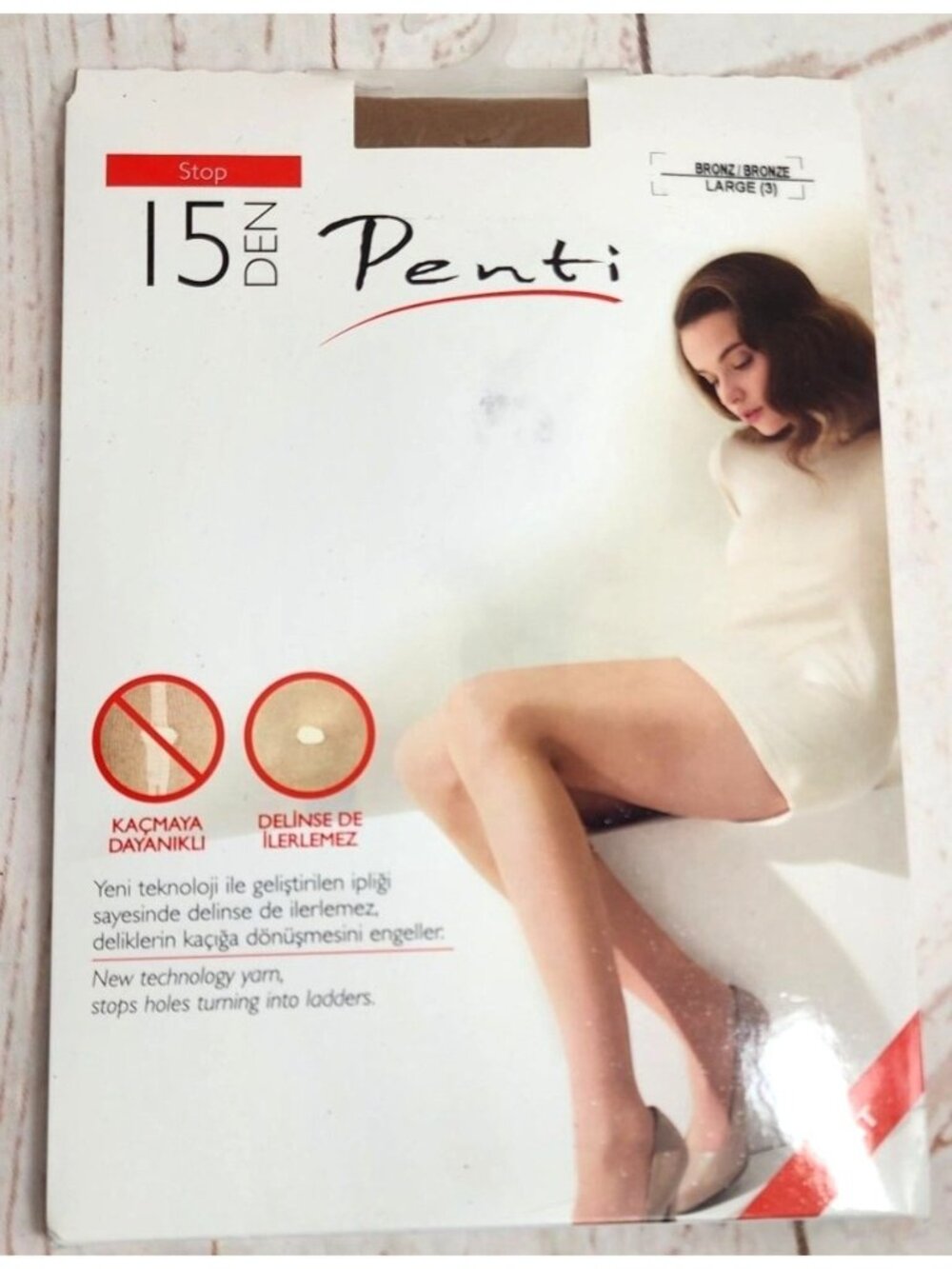 Penti 38 Bronze #3 Large Stop 15 Den Matte Tights – Sheer to Waist, Sandal Toe.
